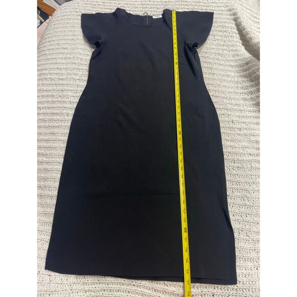 Akris Punto Flutter Sleeve Sheath Dress Knit Womens Sz XS Knee Length Black LBD - Picture 4 of 11